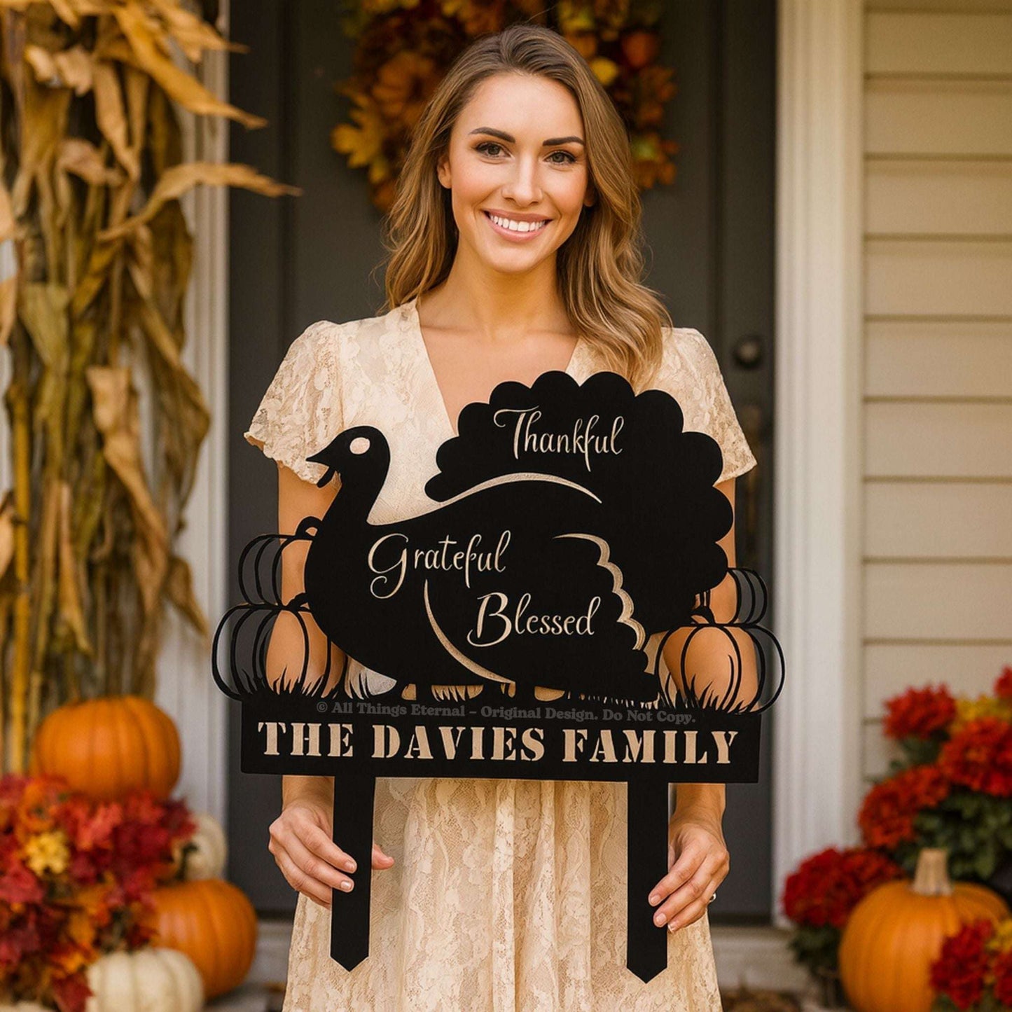 Thankful Grateful Blessed Fall Yard Decoration