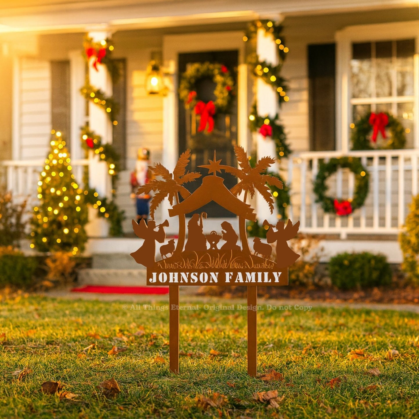 Personalized Nativity Metal Yard Sign | Custom Christmas Decor