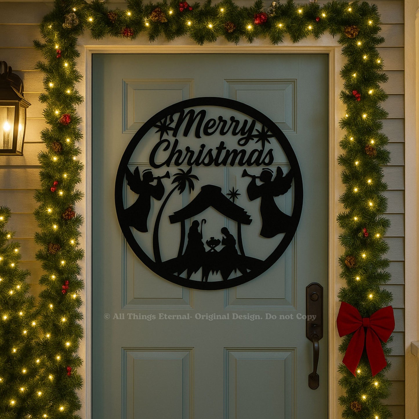 Personalized Merry Christmas Nativity Metal Sign | Custom Holiday Wall Décor