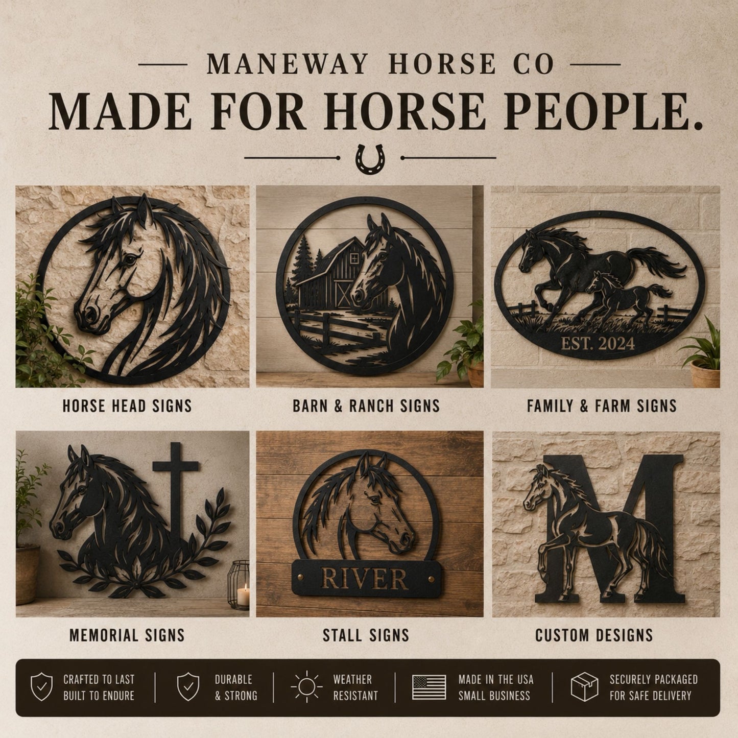 Personalized Couple Horse Metal Sign – Custom Ranch Wall Art Gift