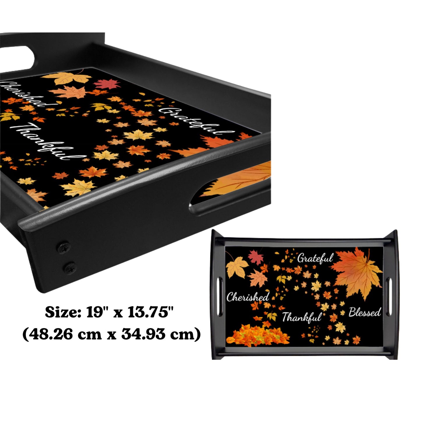Autumn Espresso Black Serving Tray – Fall Decor, Thanksgiving Gift