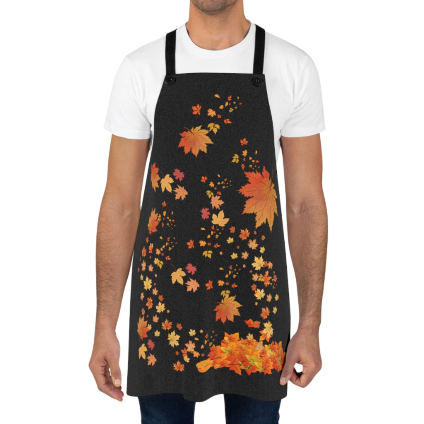Black Fall Leaves Apron | Grateful Cooking & Thanksgiving Gift