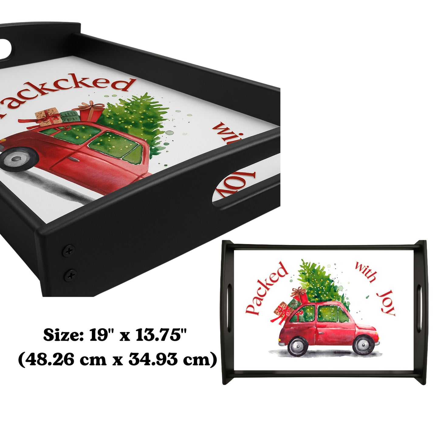 Large Bamboo Christmas Serving Tray – Festive Holiday Platter