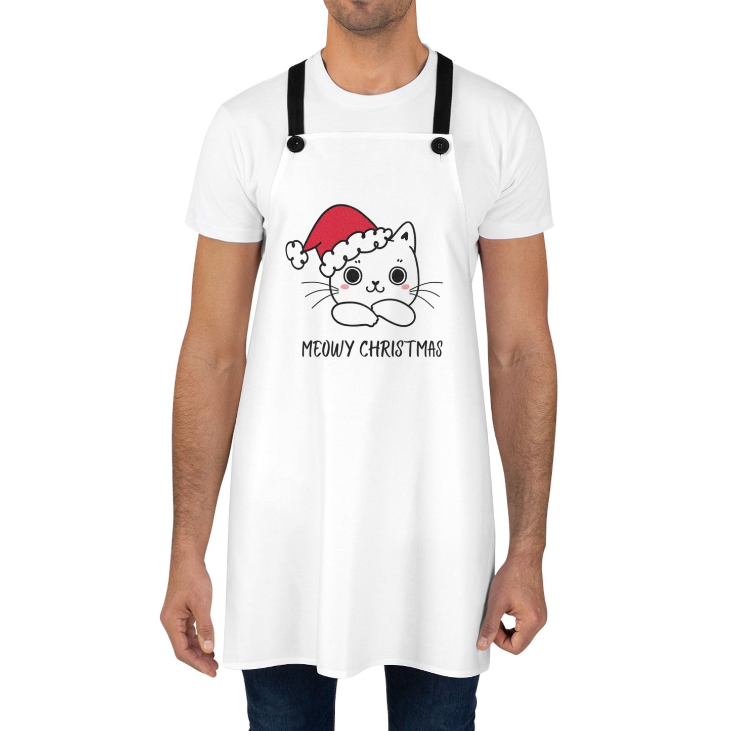 Meowy Christmas Cat Apron – Cute Funny Kitty Holiday Cooking Gift
