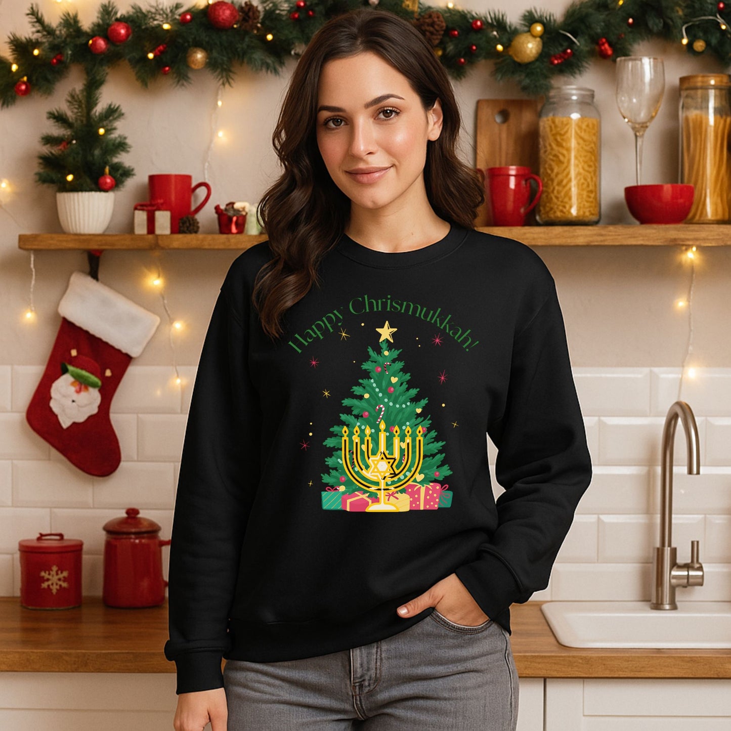 Happy Chrismukkah Unisex Sweatshirt | Interfaith Holiday Sweater