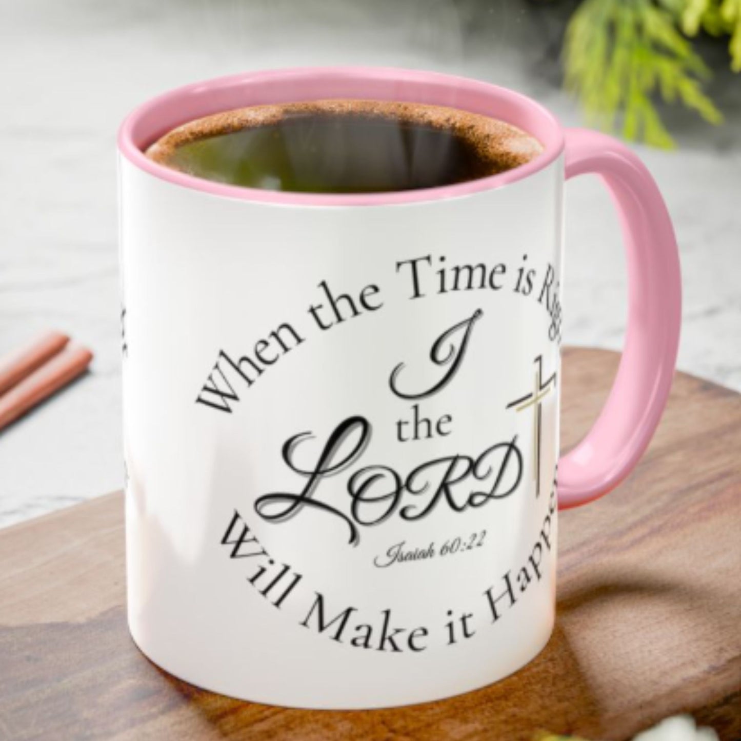 Inspirational Isaiah 60:22 Mug – Two-Tone Christian Coffee Cup