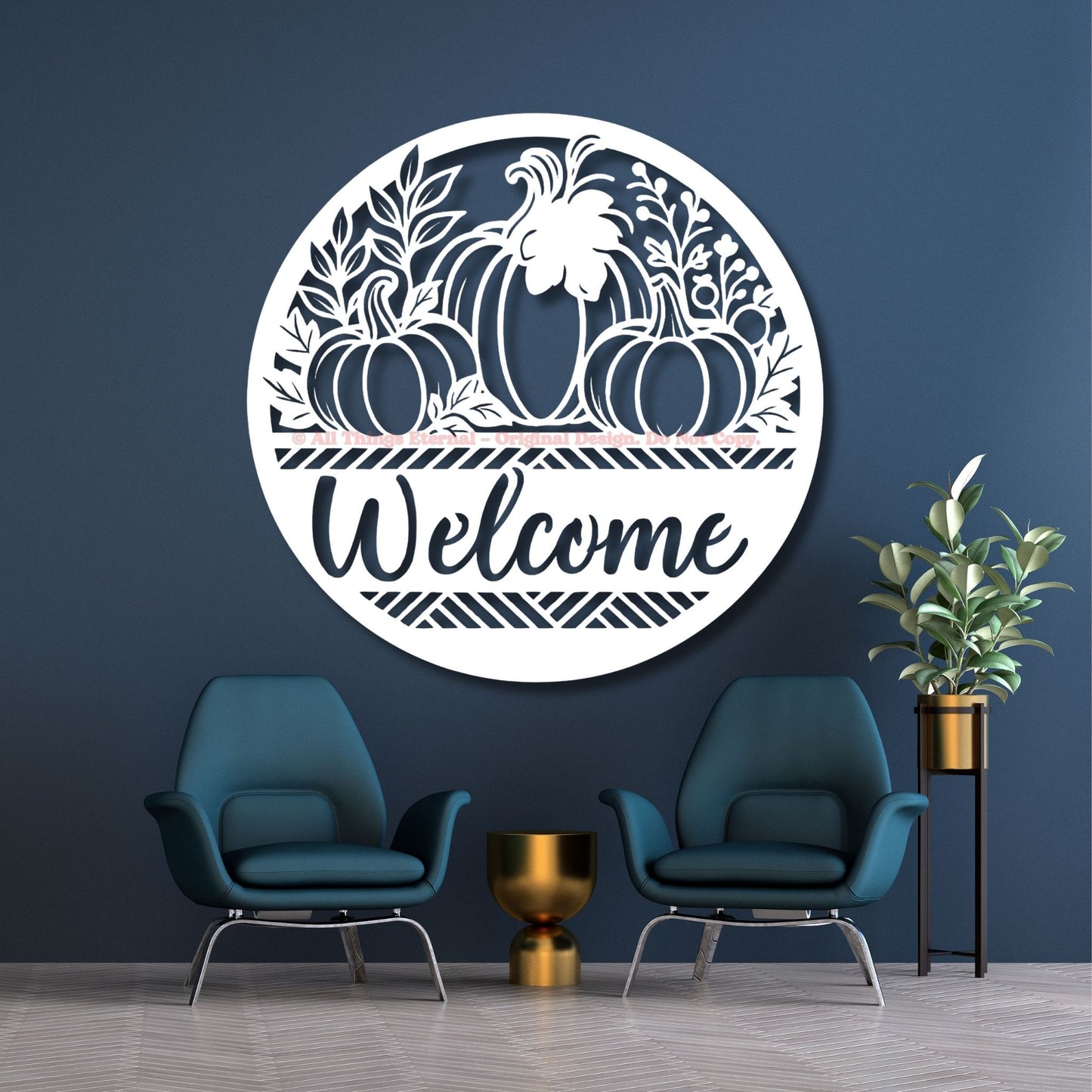 Personalized Pumpkin Welcome Metal Sign