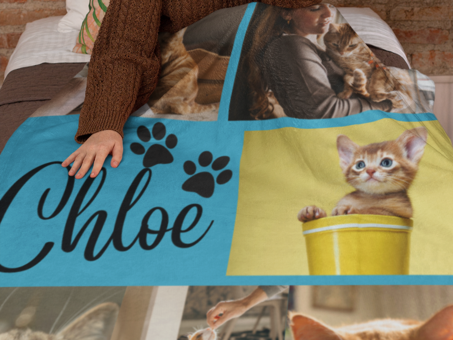 Custom Cat Blanket with Name & Photo – Personalized Pet Gift