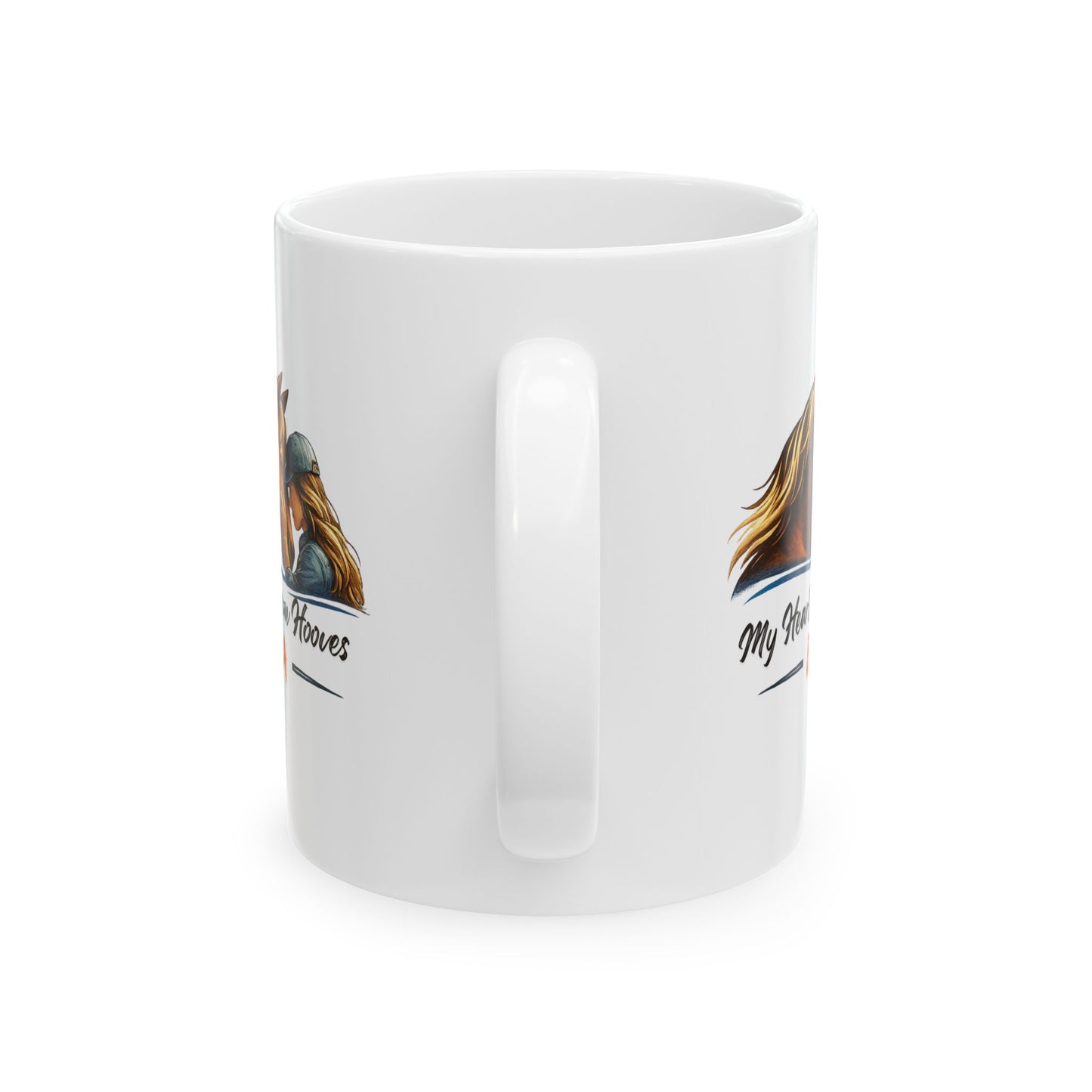 Horse Lover Ceramic Mug – My Heart Runs on Hooves Cute Equestrian Coffee Cup