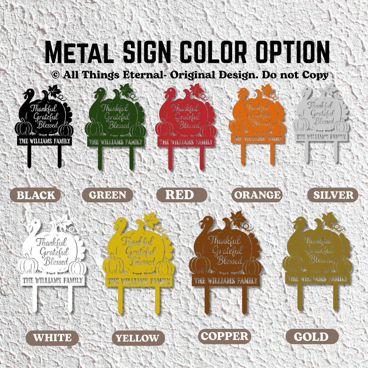 Thankful Grateful Blessed Yard Sign – Autumn Metal Outdoor Decor