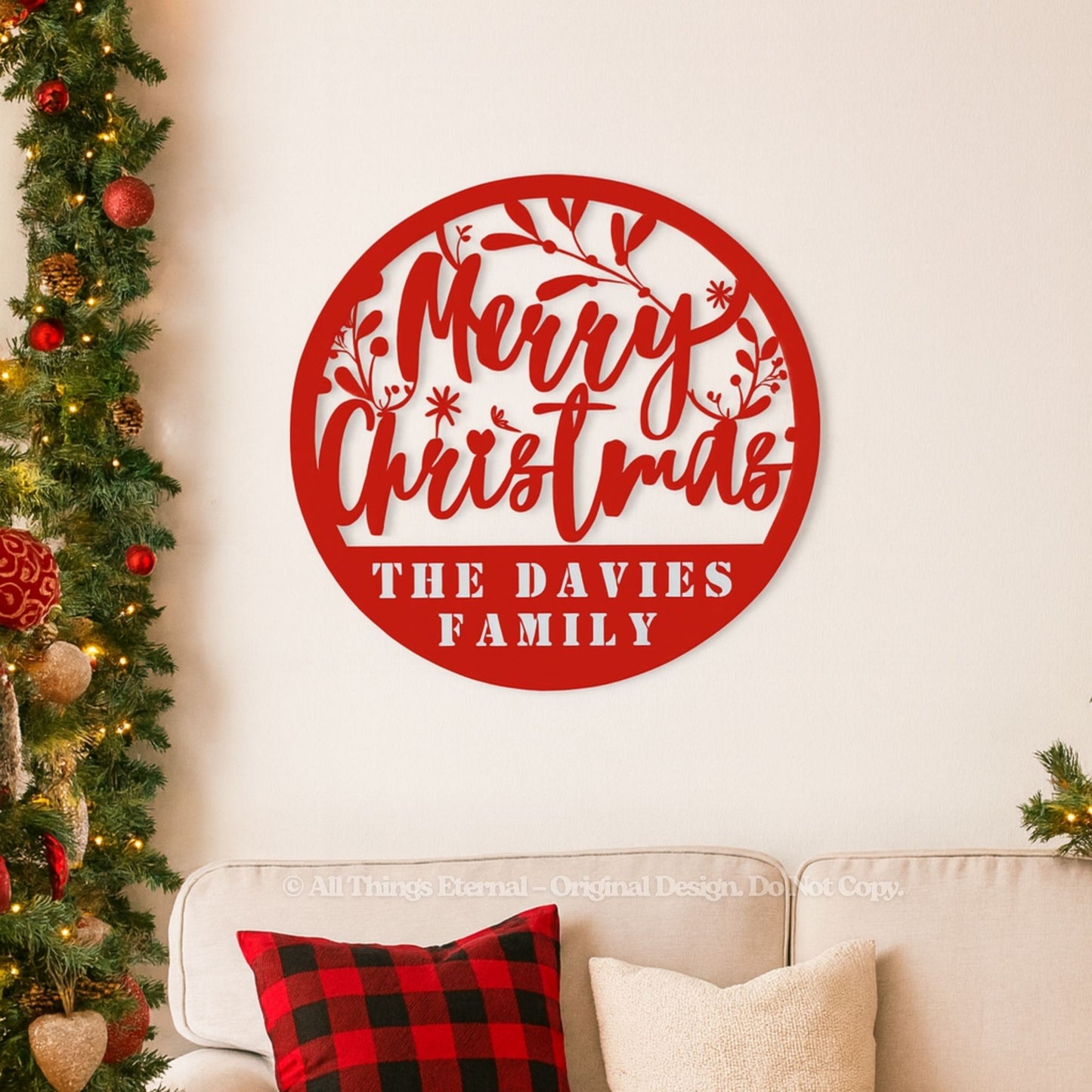 Personalized Christmas Metal Sign | Custom Family Wall Decor