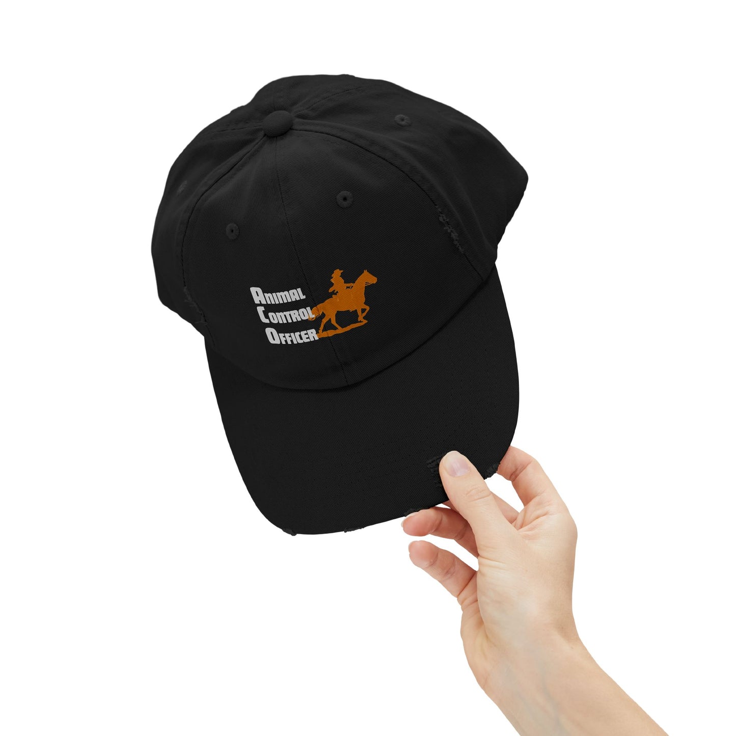 Distressed Baseball Cap — 'Barrel Racing Cowboy' Horse Rider Logo