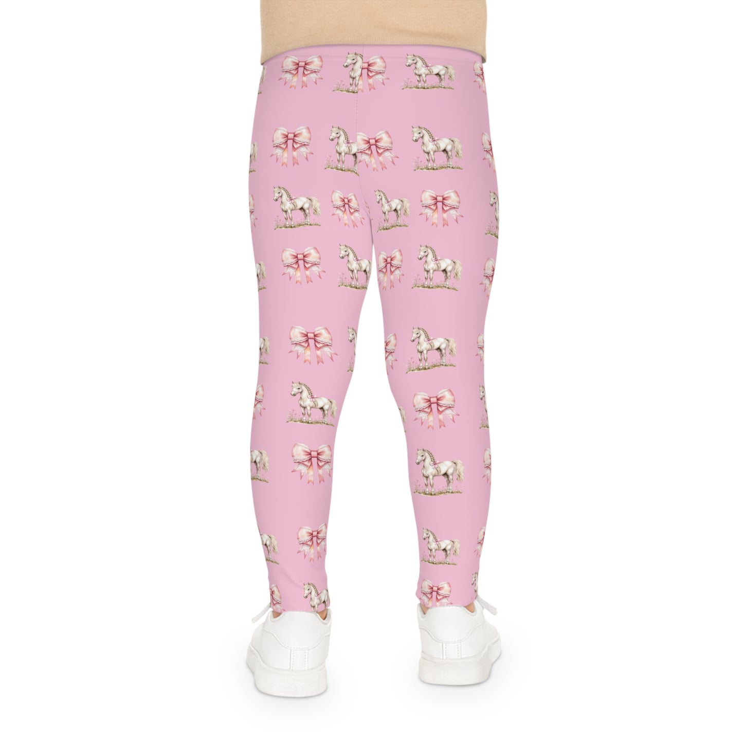 Pink Unicorn Pattern Kids Leggings | Floral All-Over Print Stretch Pants