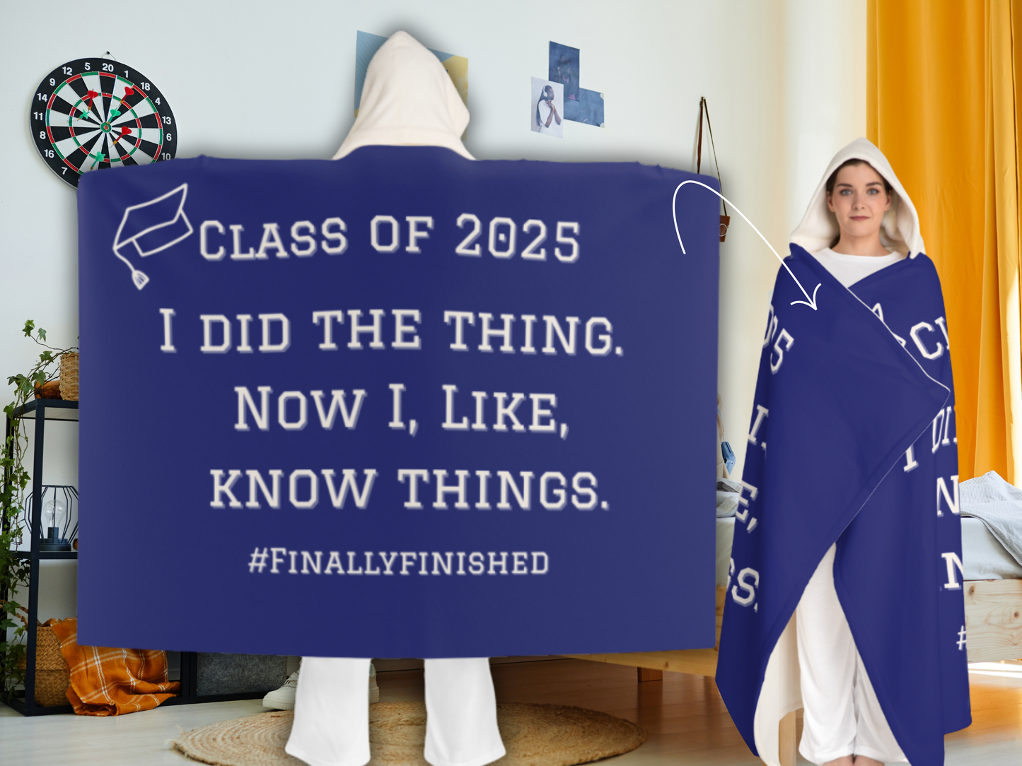 Funny Graduation Blanket Class of 2025-Hoodie Blanket Gift for Students