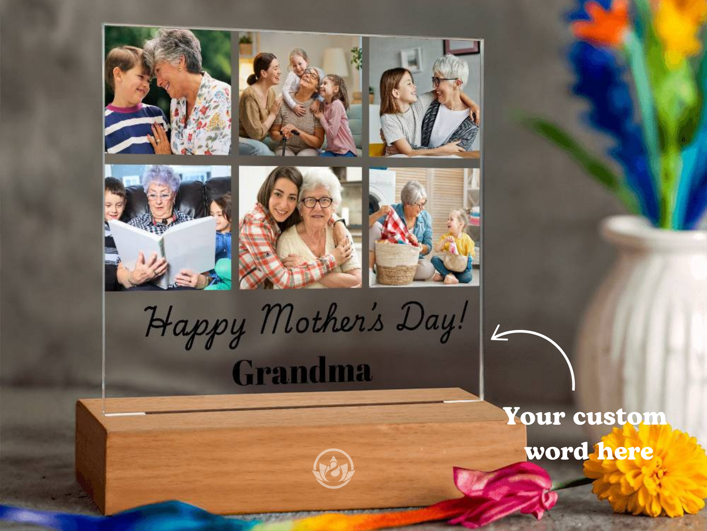 Custom Photo Collage LED Light - Personalized Gift for Grandma