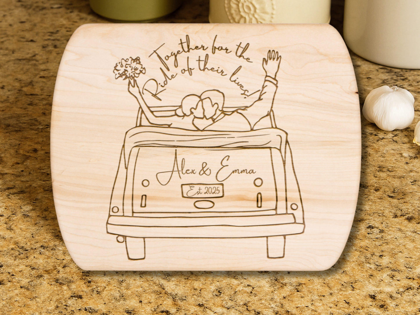 Personalized Wedding Cutting Board- Custom Board for Newlyweds, Couples, Kitchen Decor