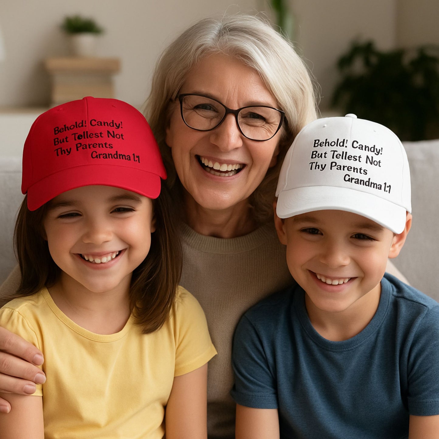 Behold! Candy! But Tellest Not Thy Parents; Christian Humor Baseball Cap for Grandmas