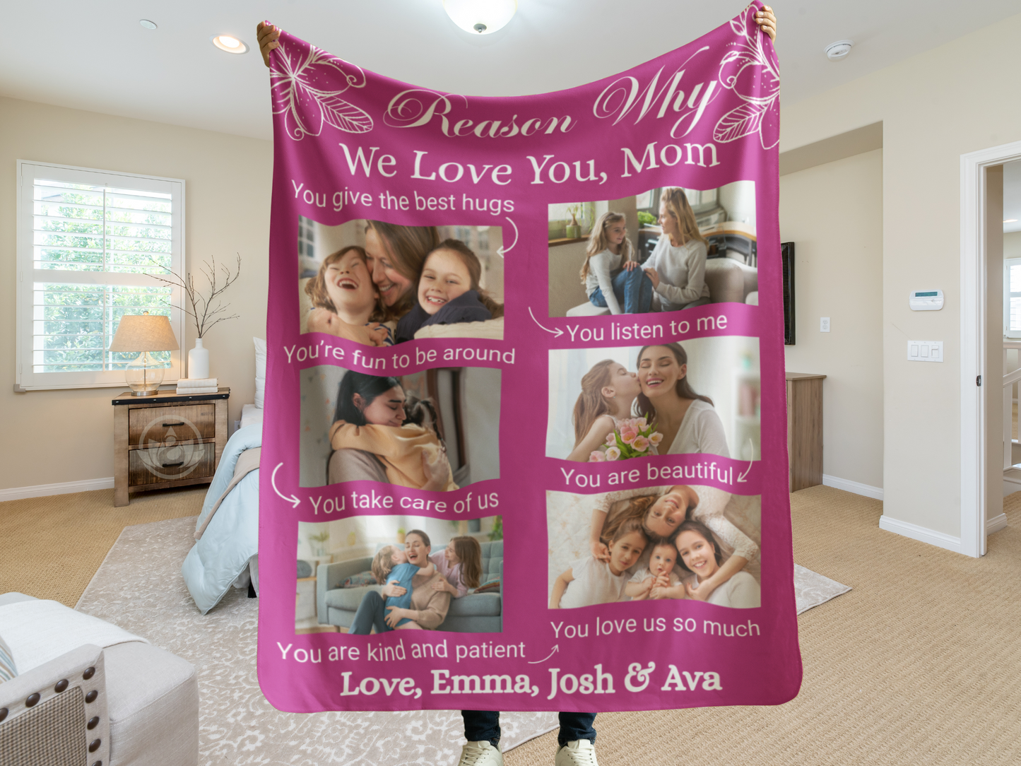 Custom Mom Photo Blanket - Personalized Gift for Mom