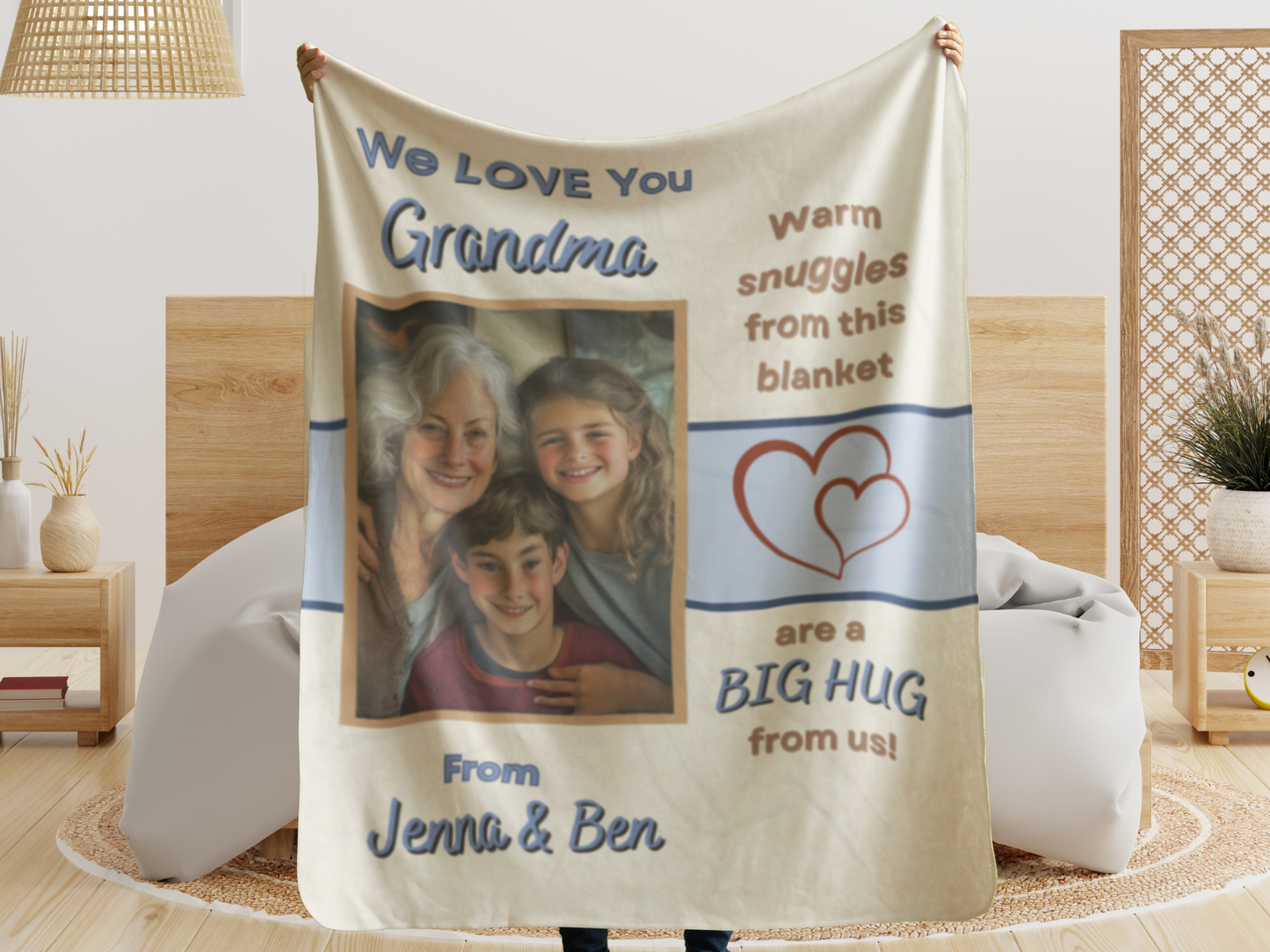 Custom Photo Blanket-Personalized Gift for Grandma