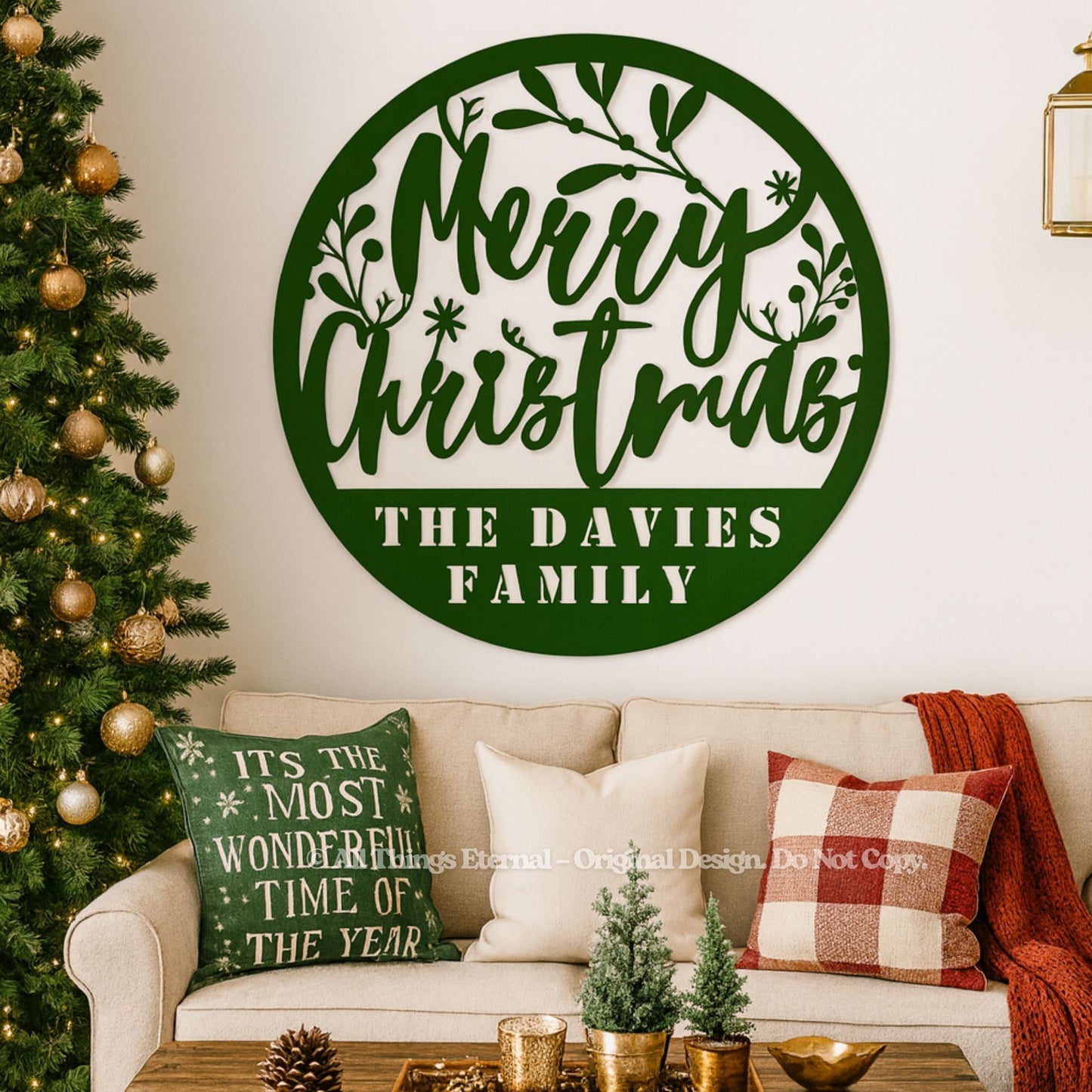 Personalized Christmas Metal Sign | Custom Family Wall Decor