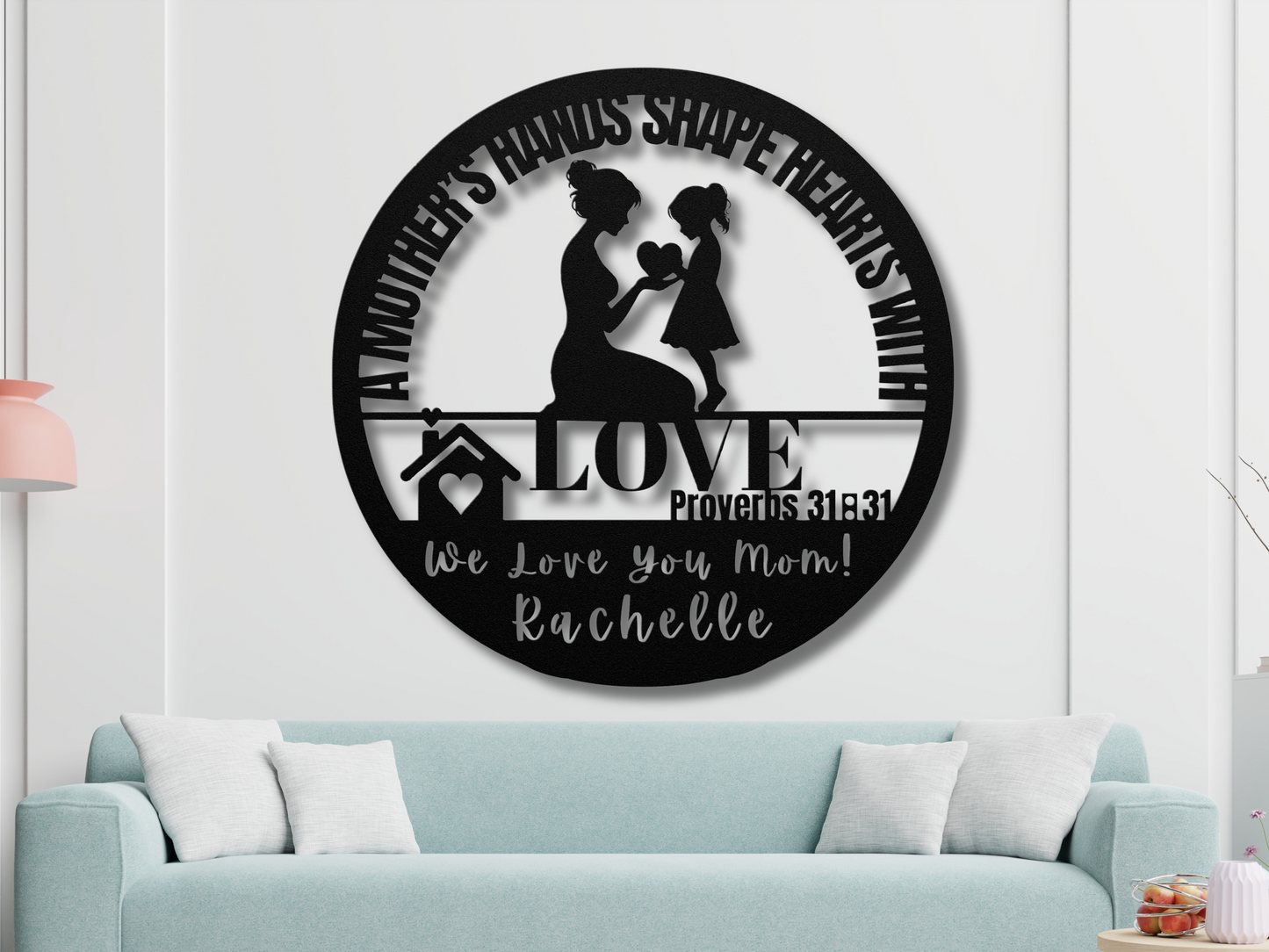 Mother’s Hands Shape Hearts Metal Wall Art - Christian Mom Gift Decor