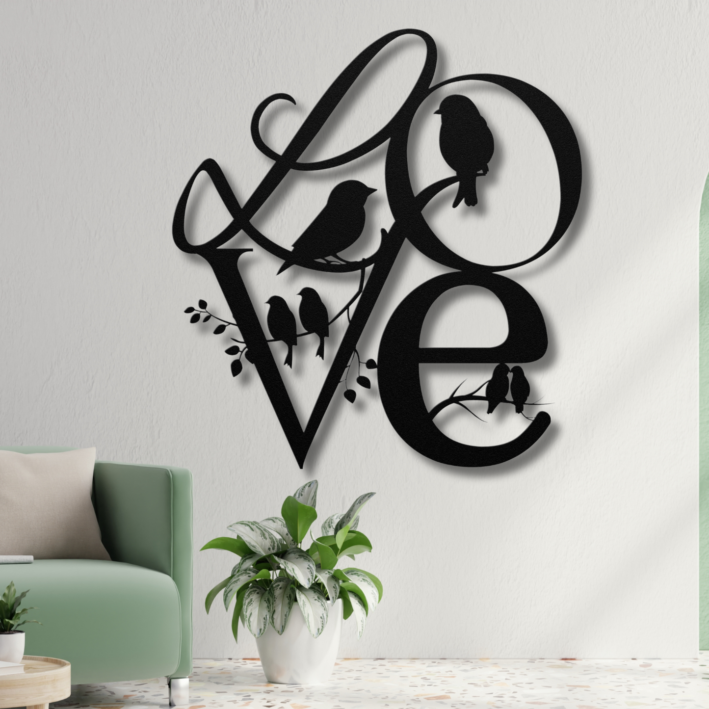 Love Birds Metal Wall Art - Romantic Valentine's Day Gift for Couples