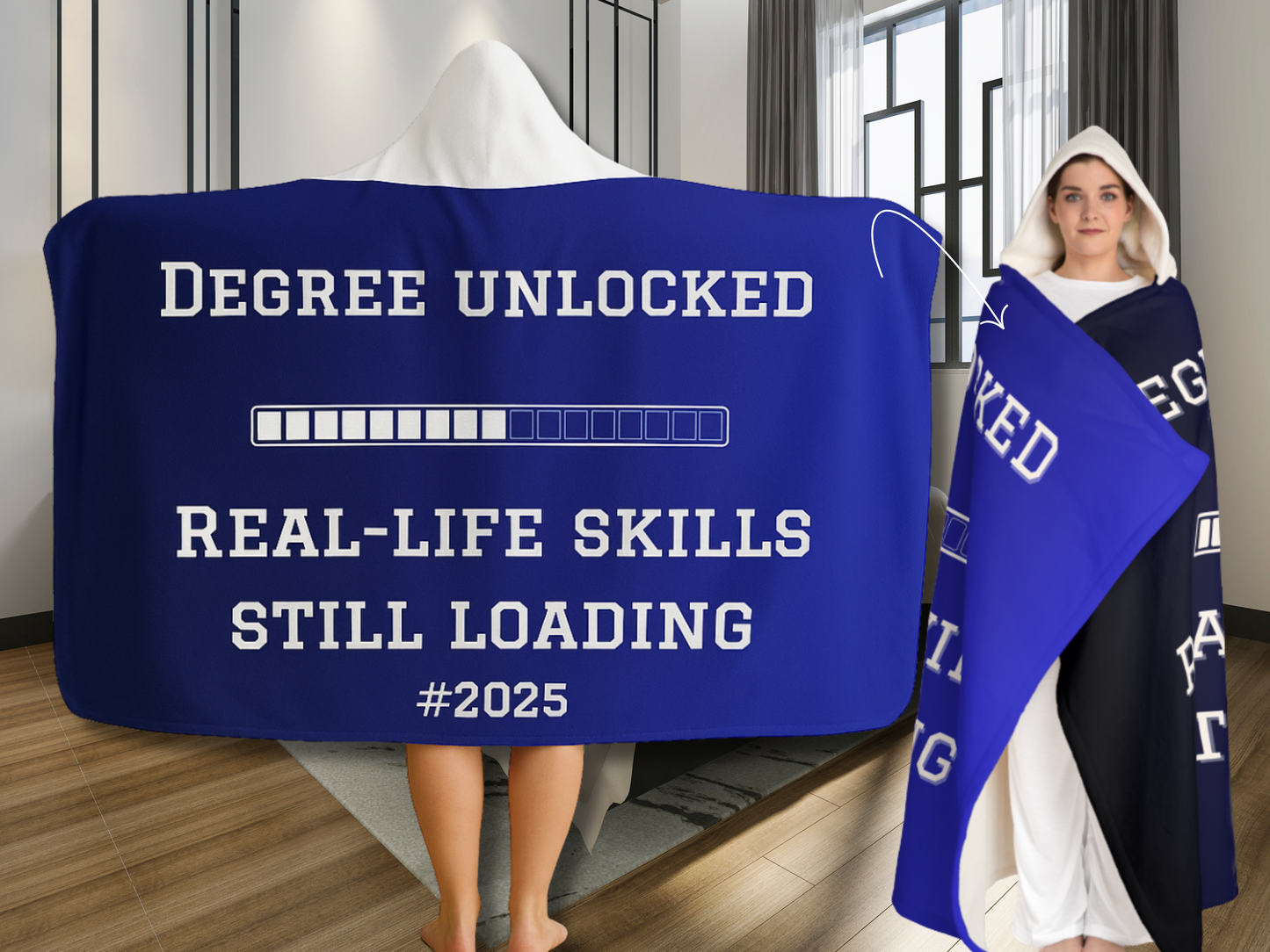 Graduation Hooded Fleece Blanket 2025 - Funny Gift for High School or College Grad