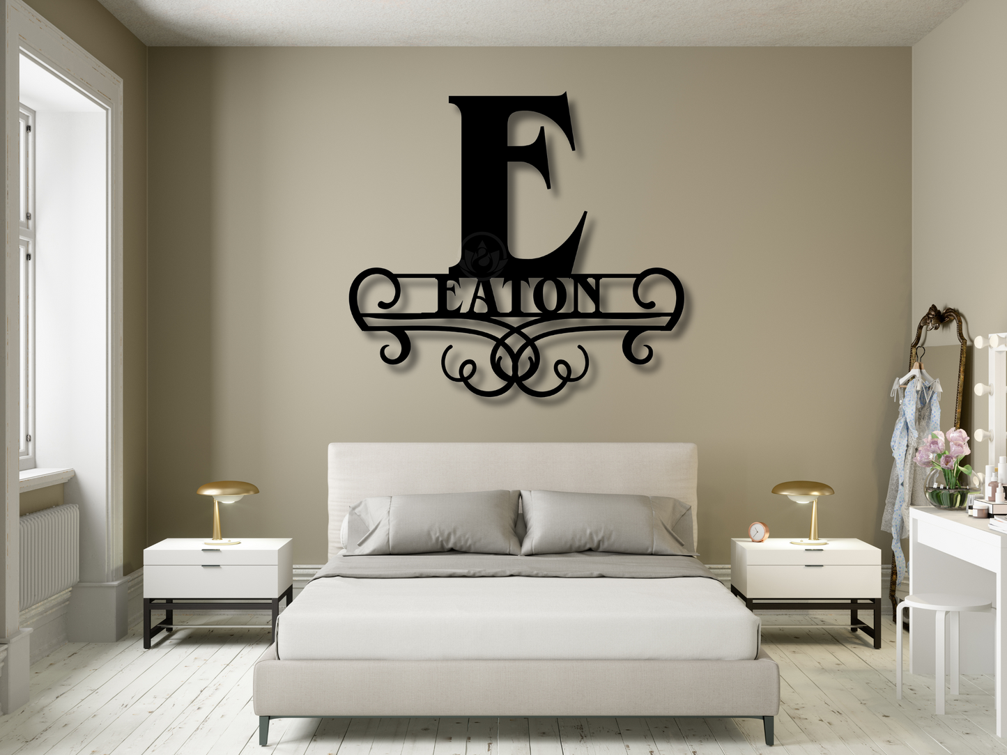 Personalized Family Name Monogram Metal Sign - Custom Wall Art