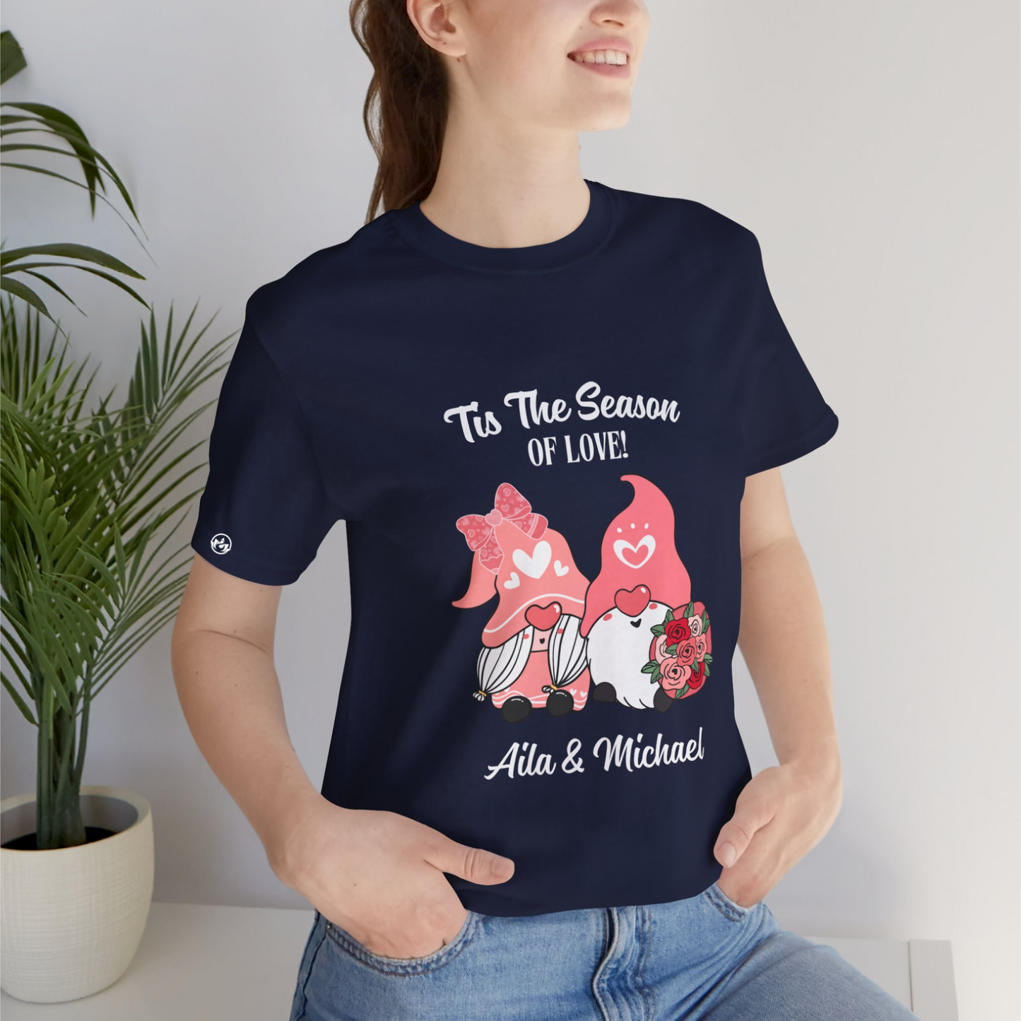Personalized Gnome Love Tee – Custom Couple's Name Shirt for Love