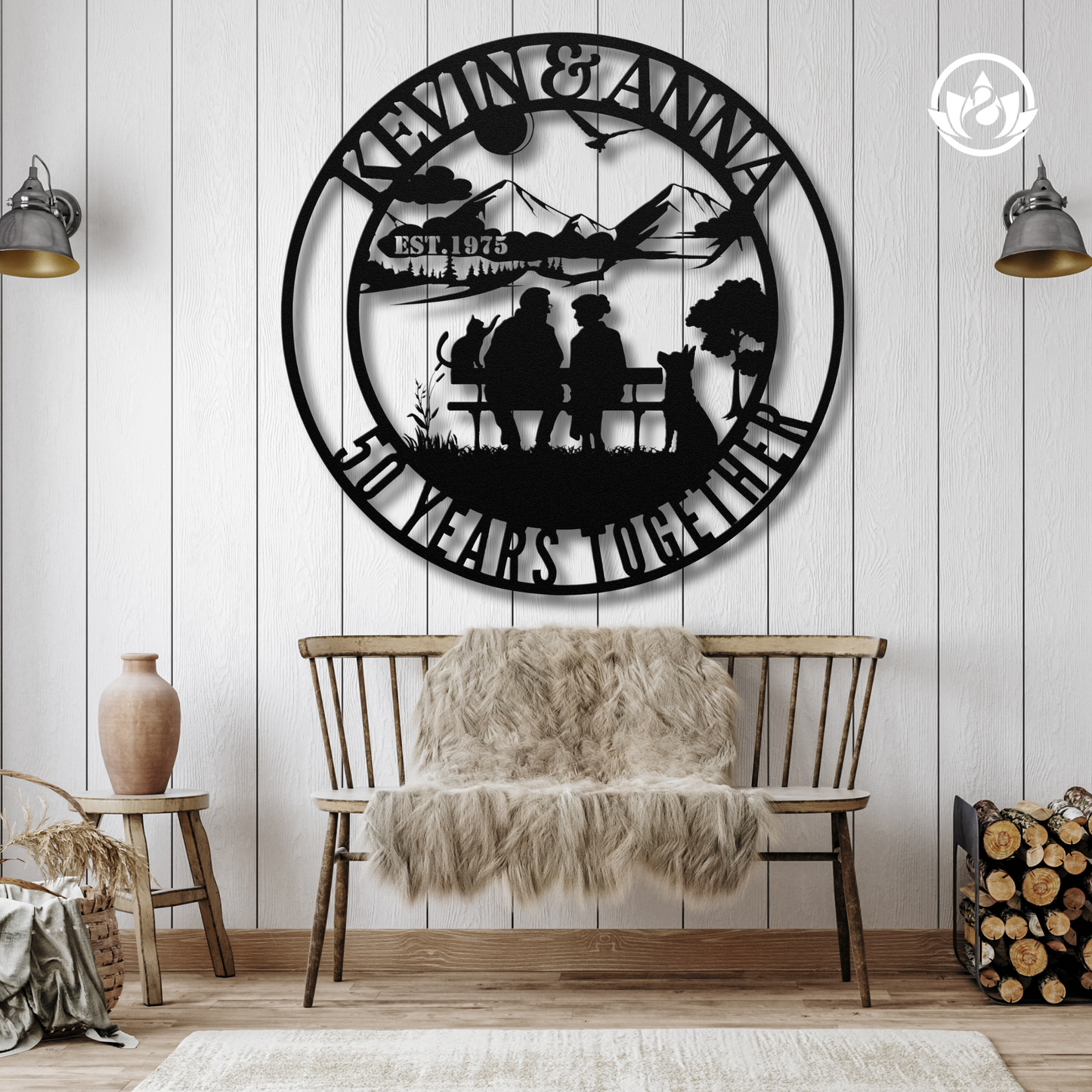 50th Anniversary Gift for Parents - Custom Golden Wedding Metal Sign