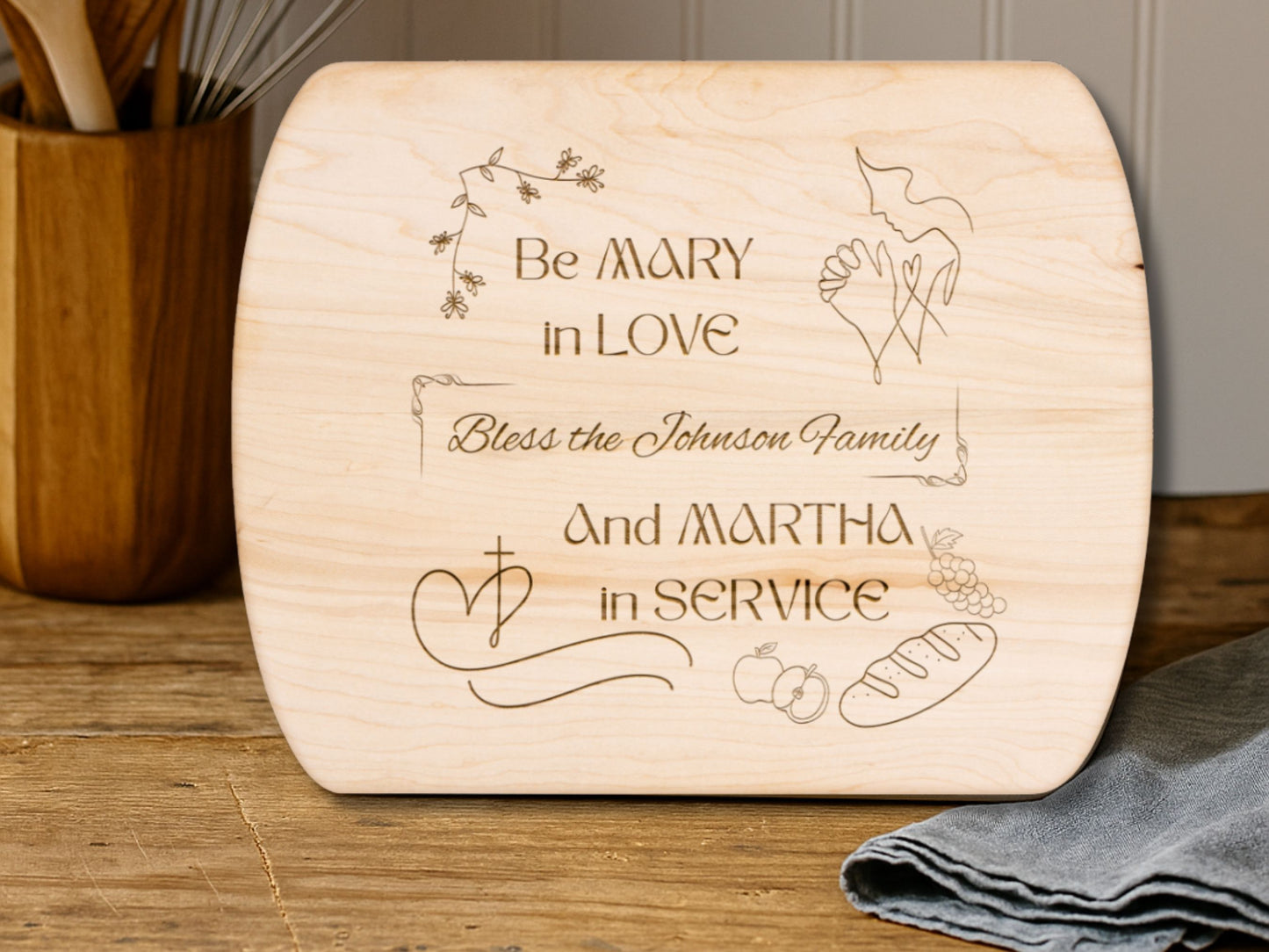 Personalized Christian Cutting Board-Faith-Based Kitchen Decor Gift for Wife