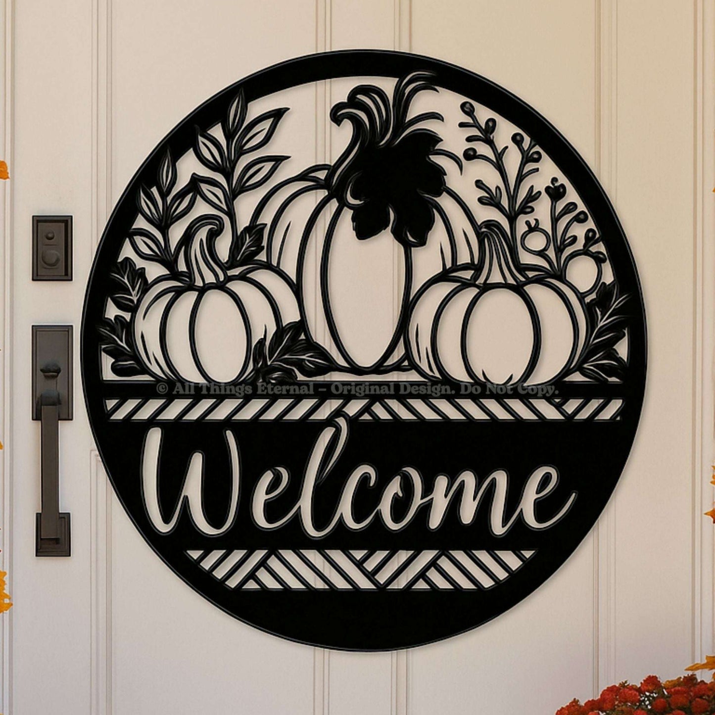 Personalized Pumpkin Welcome Metal Sign