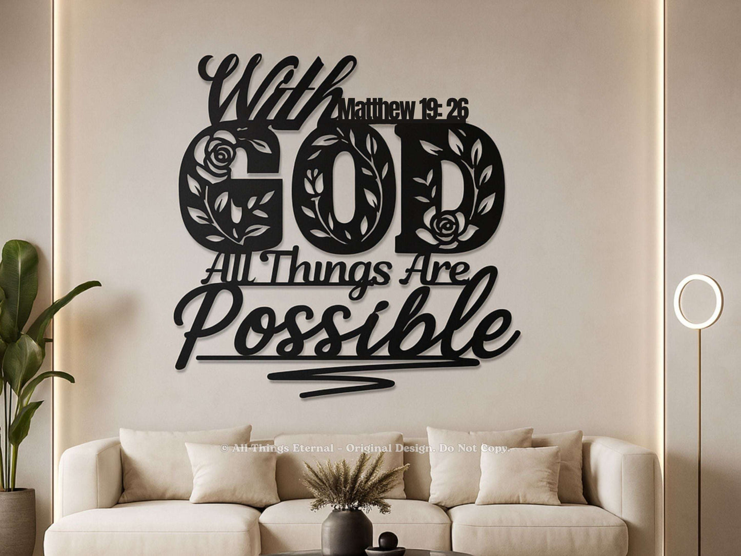 Matthew 19:26 Christian Metal Sign – Inspirational Scripture Wall Decor Gift