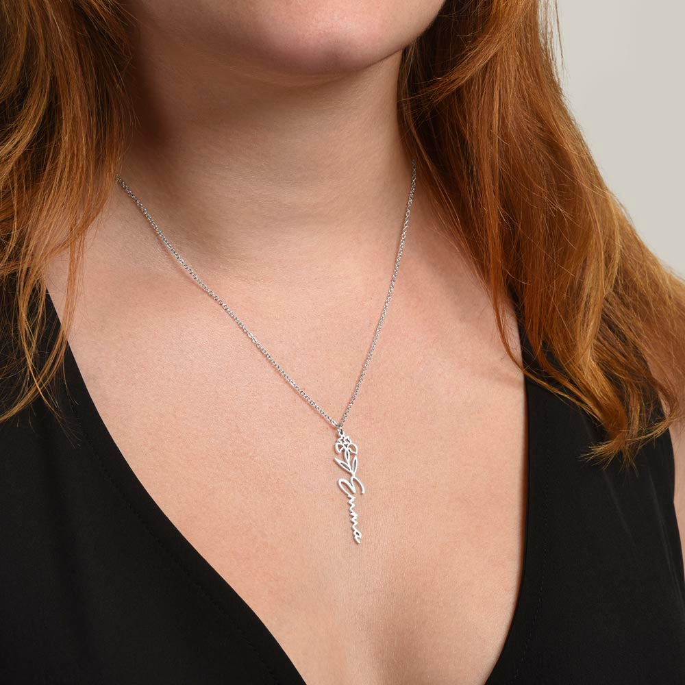 Personalized Granddaughter Birth Flower Name Necklace