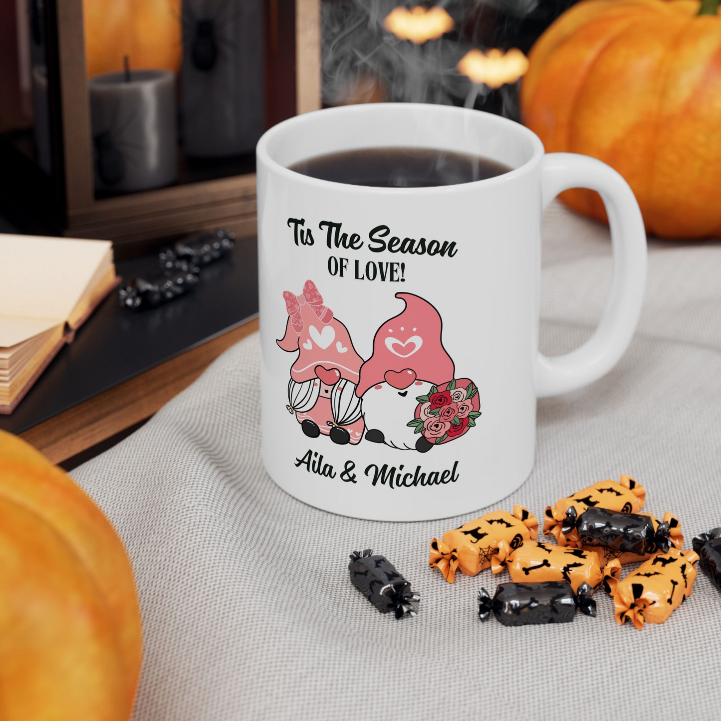 Personalized Gnome Couple Mug 11oz – Cute Custom Coffee Cup Gift