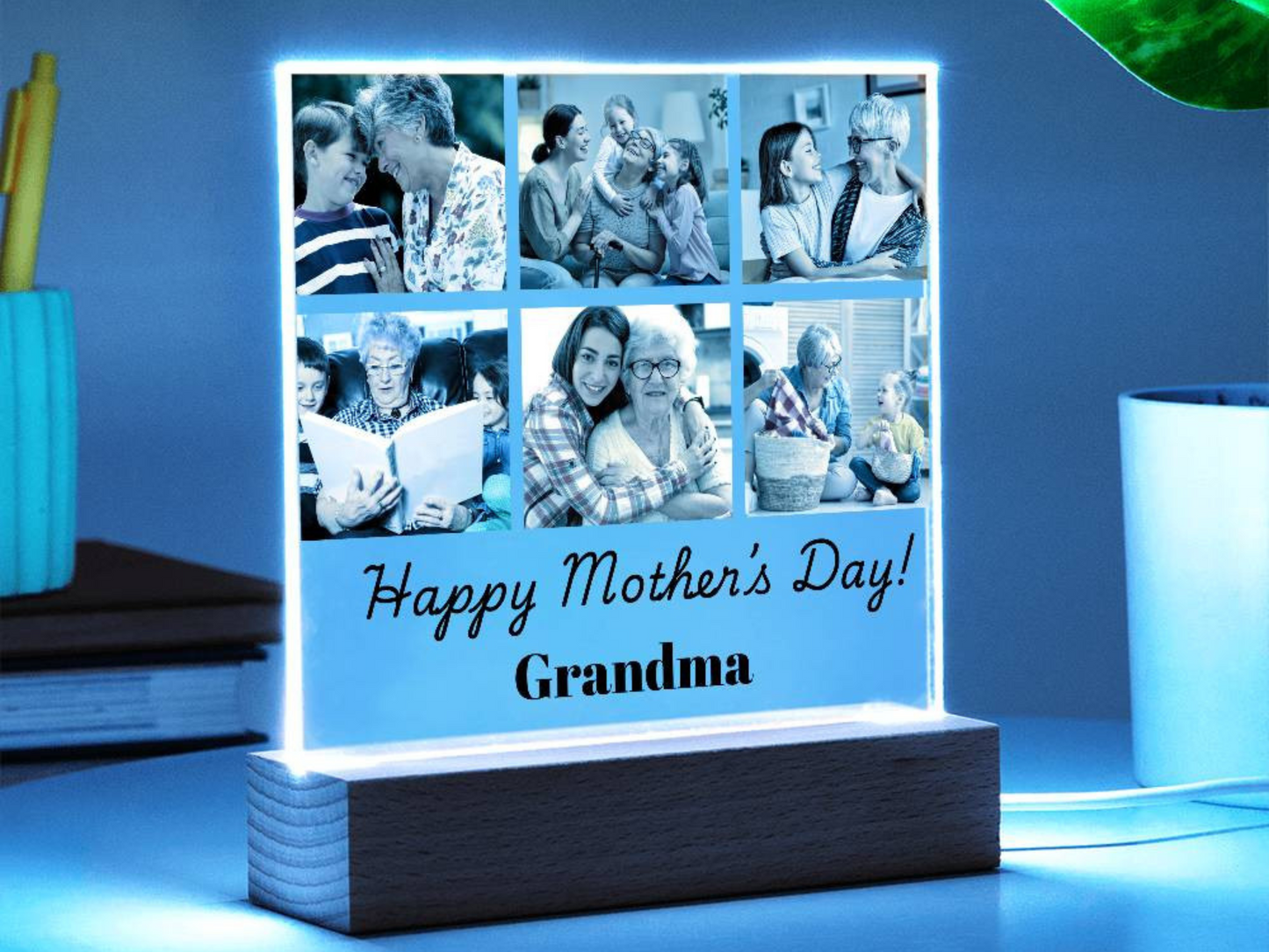 Custom Photo Collage LED Light - Personalized Gift for Grandma