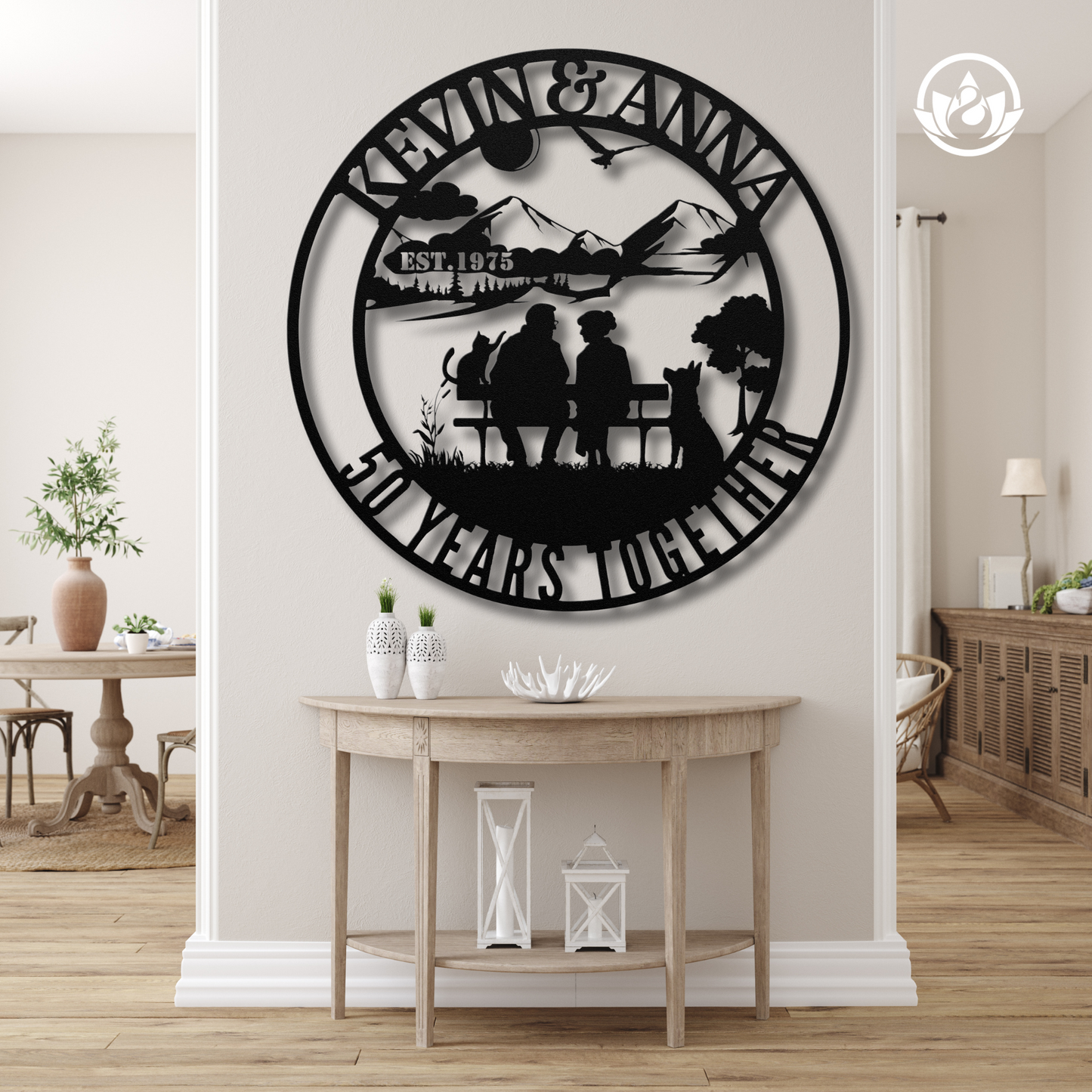 50th Anniversary Gift for Parents - Custom Golden Wedding Metal Sign