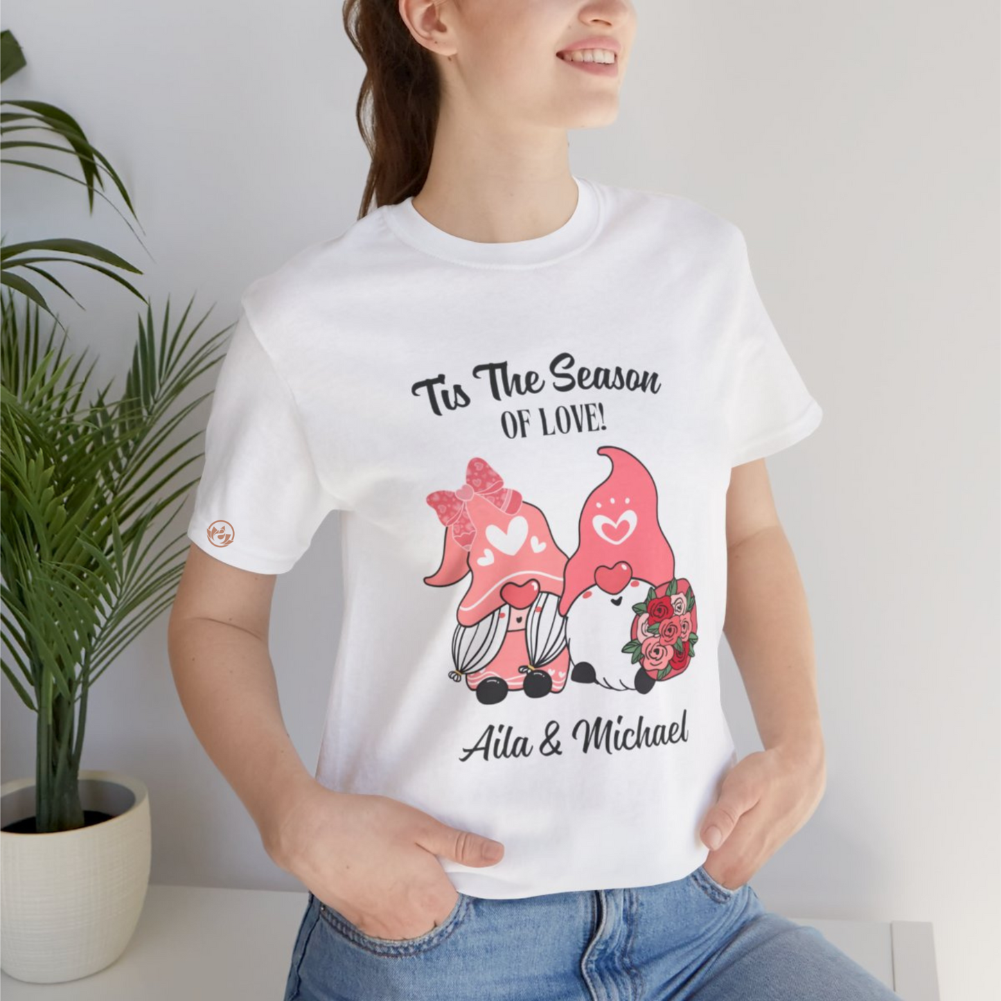 Personalized Gnome Love Tee – Custom Couple's Name Shirt for Love