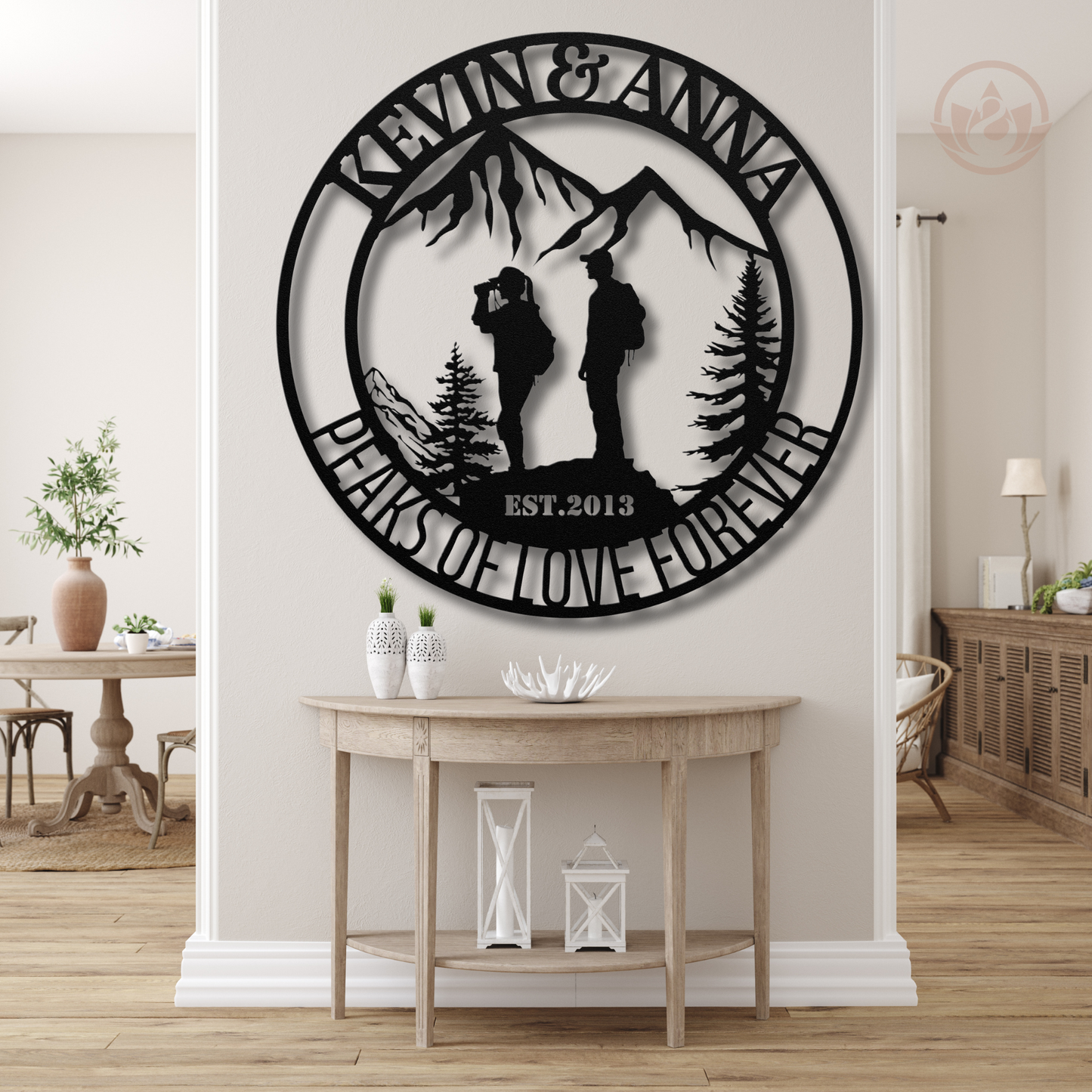 Peaks of Love Forever Metal Wall Art - Custom Mountain Couple's Gift Sign