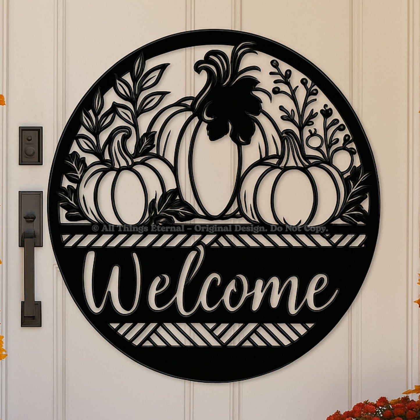 Personalized Pumpkin Welcome Metal Sign