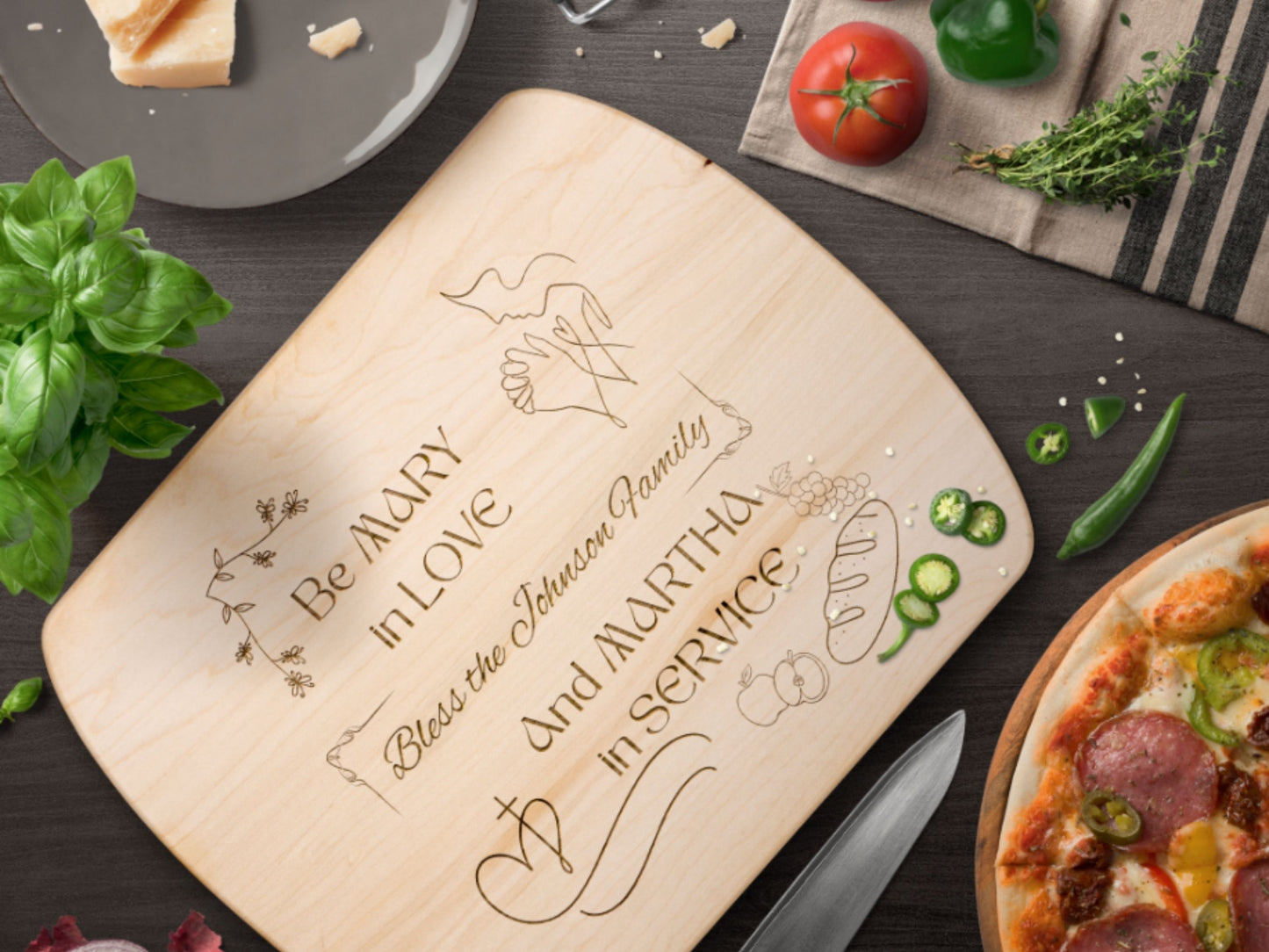 Personalized Christian Cutting Board-Faith-Based Kitchen Decor Gift for Wife
