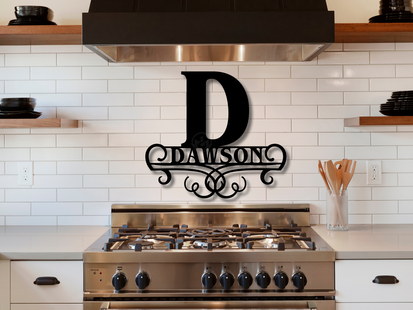 Personalized Family Name Monogram Metal Sign - Custom Wall Art
