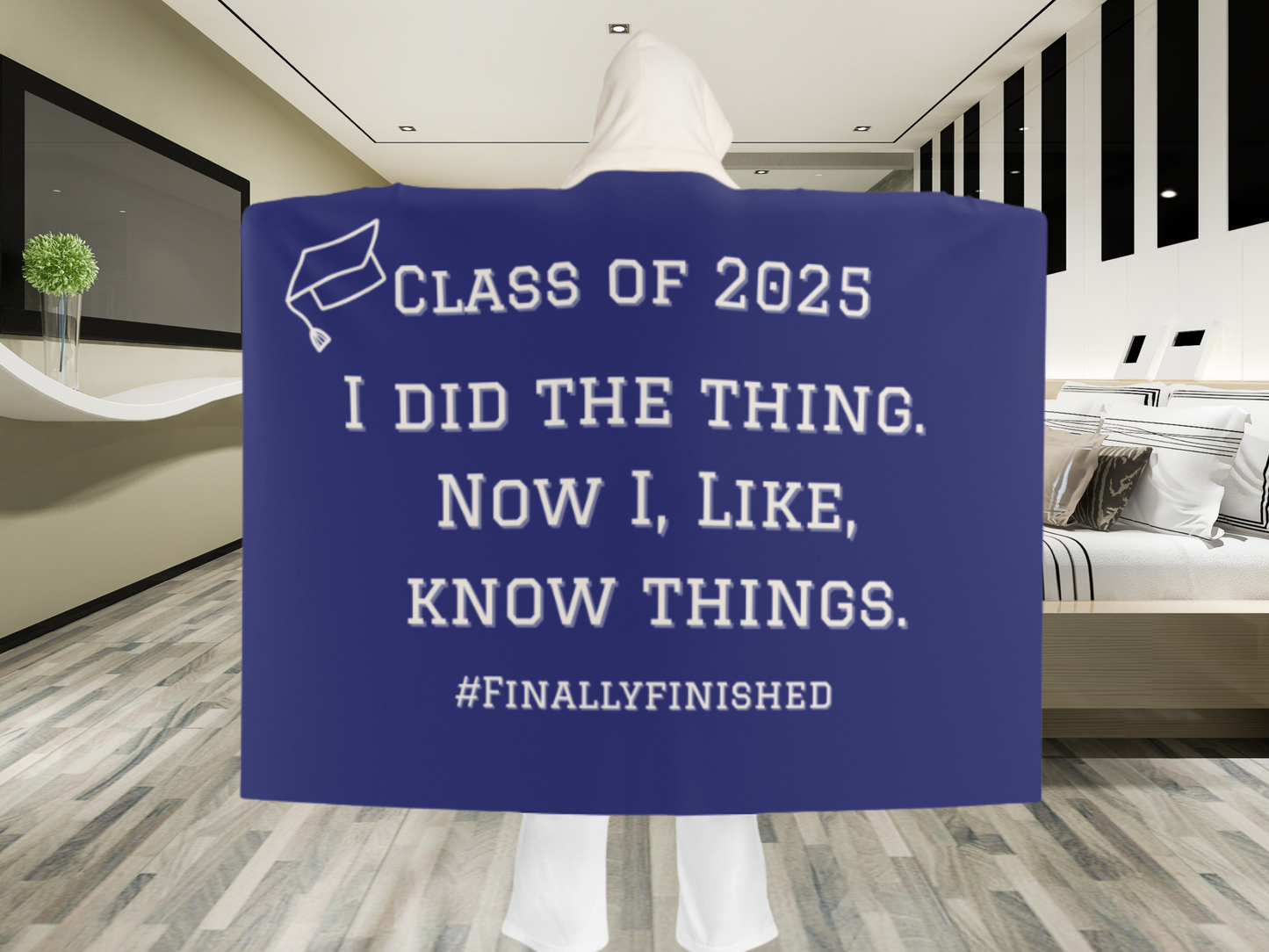 Funny Graduation Blanket Class of 2025-Hoodie Blanket Gift for Students