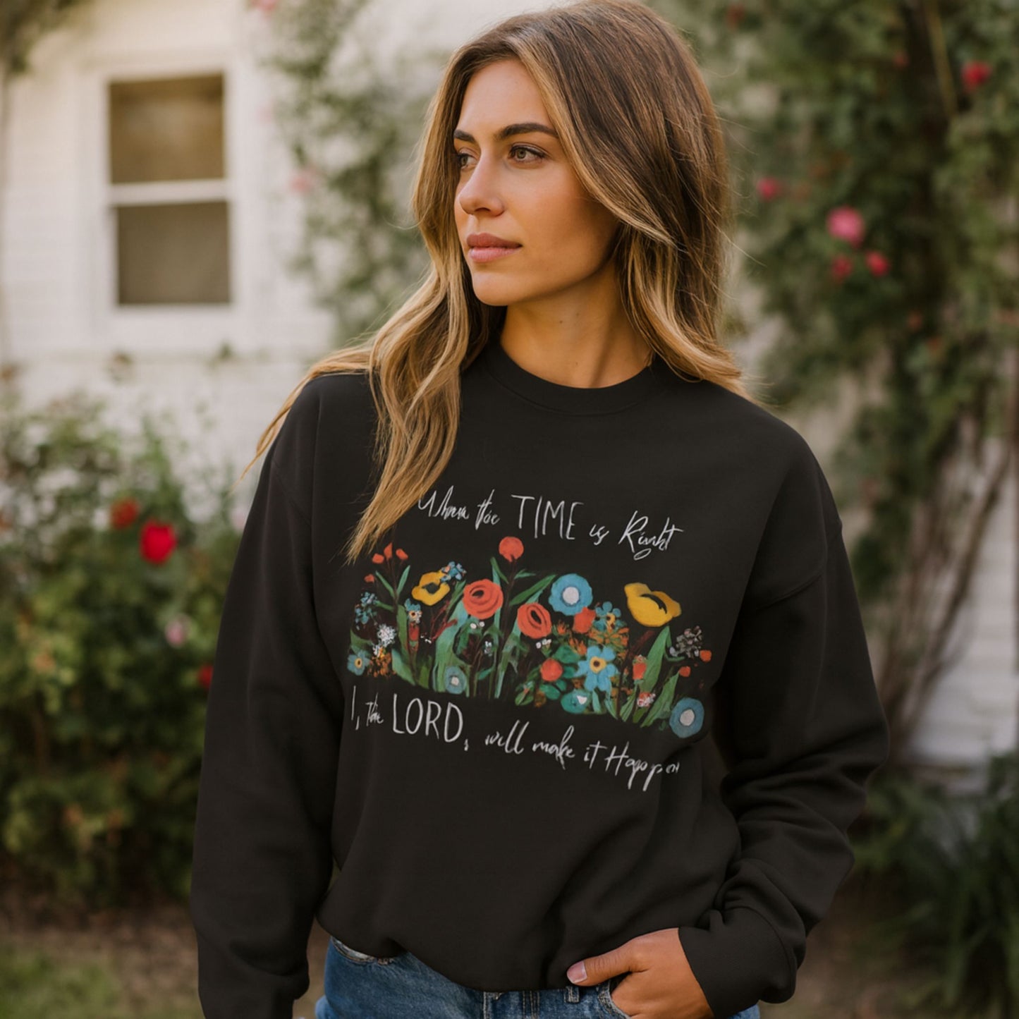 Floral Inspirational Woman Christian Sweatshirt | Cozy Spring Gift for Her