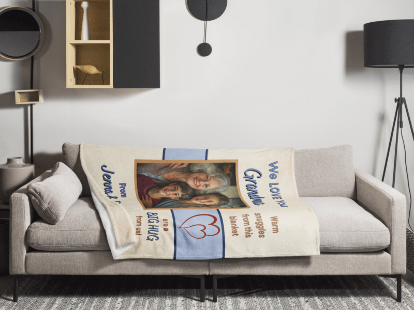 Custom Photo Blanket-Personalized Gift for Grandma