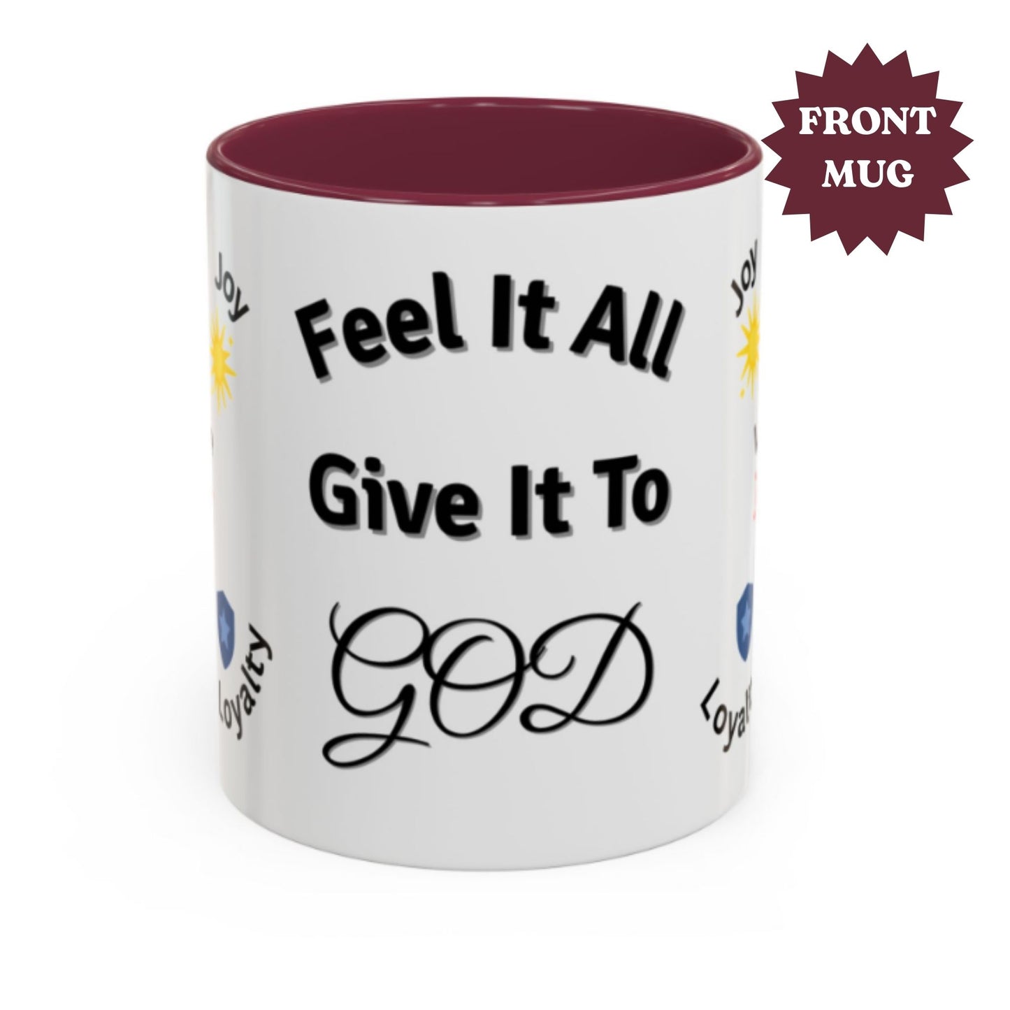Two-Tone Coffee Mug with Uplifting Symbol – Inspirational Gift