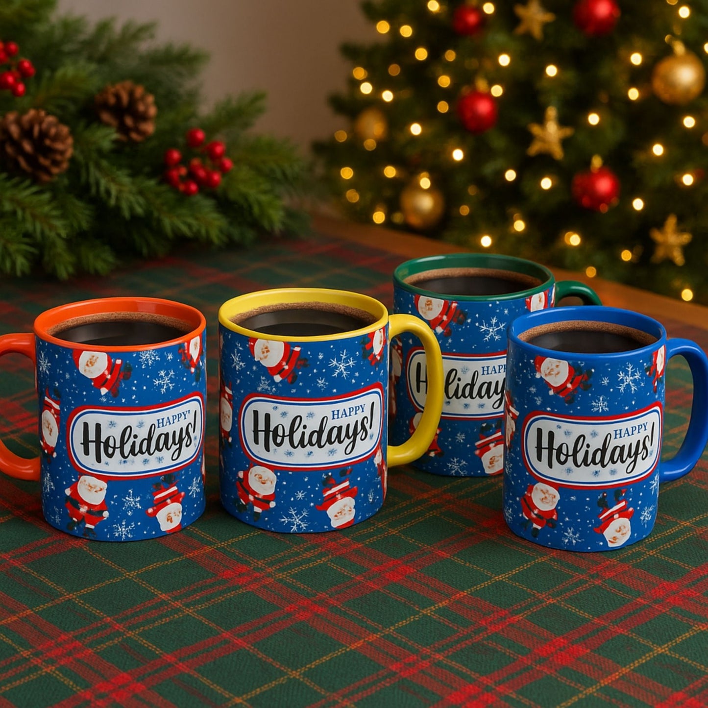 Happy Holidays Santa Mug | Festive Two-Tone Christmas Cup