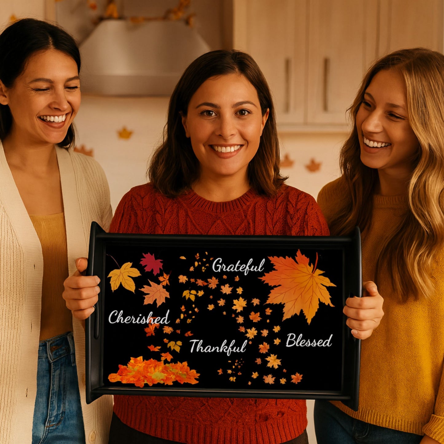 Autumn Espresso Black Serving Tray – Fall Decor, Thanksgiving Gift