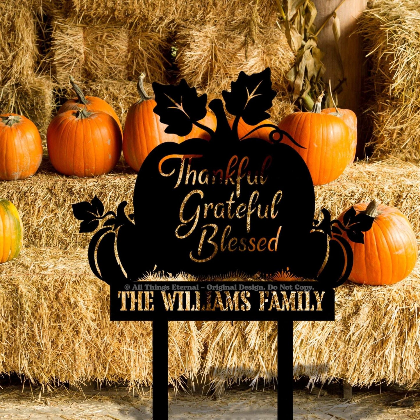 Custom Name Thanksgiving Pumpkin Garden Sign