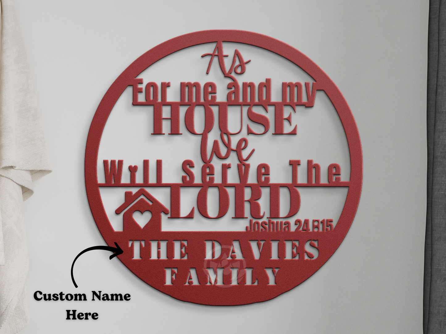 Personalized Bible Verse Metal Sign - Joshua 24:15 Christian Decor